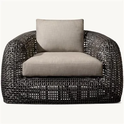 বেত লাউঞ্জ চেয়ার কালো